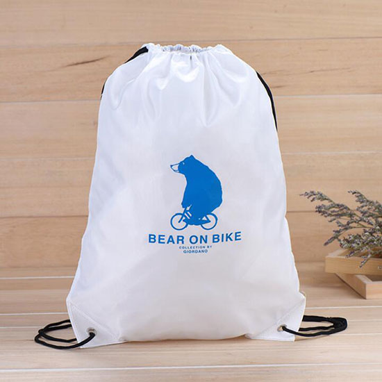 silk printing polyester drawstring backpack shopping tote bag